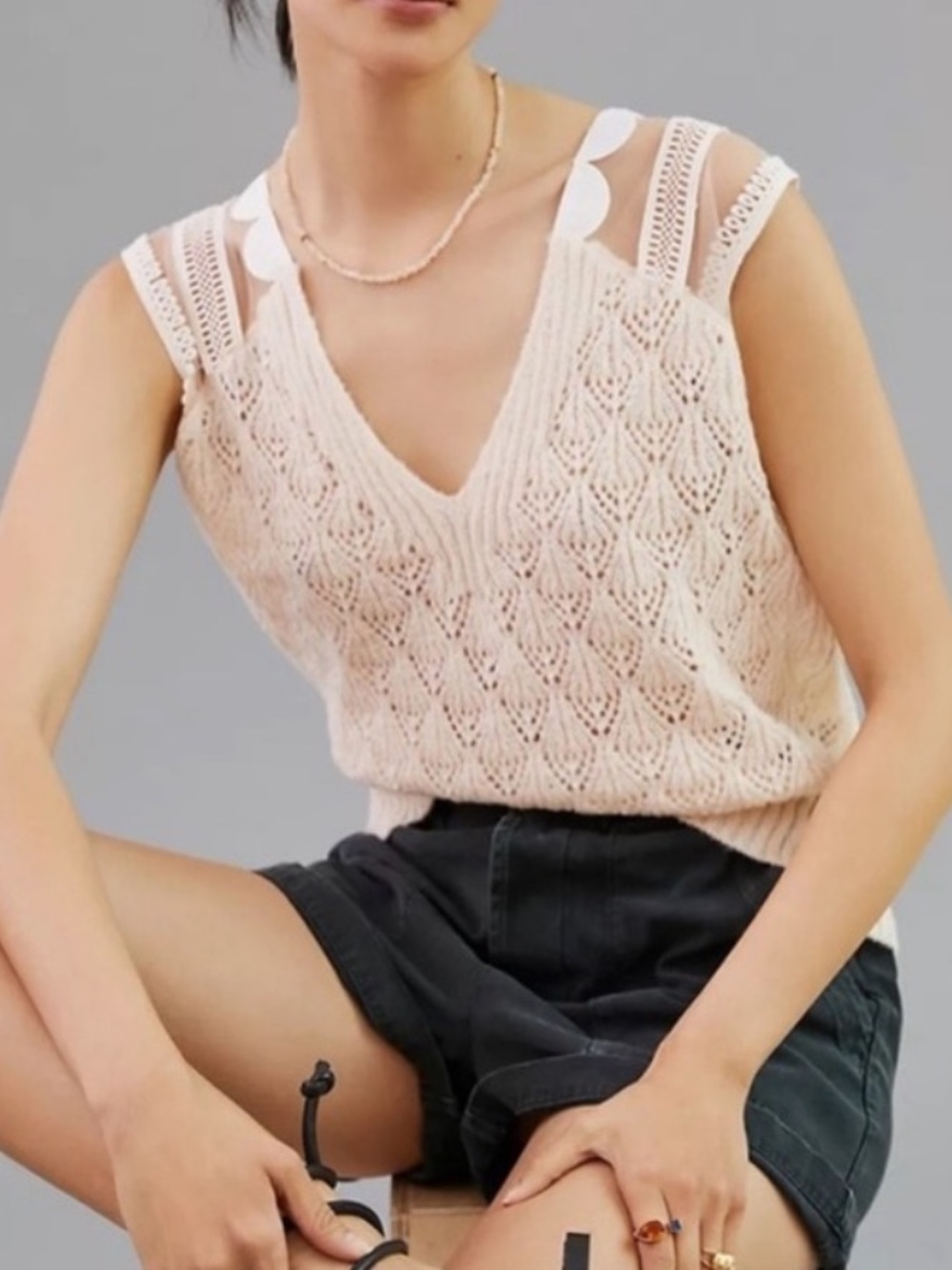 Anthropologie Maeve Scalloped Knit Vest By Anthropologie